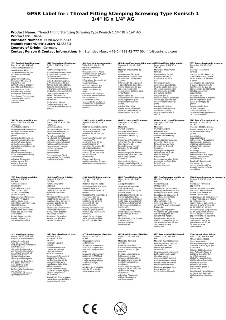 Keermestatud liitmik malmist ühendus tüüp kooniline 1 1/4" IG x 1 1/4" AG-1