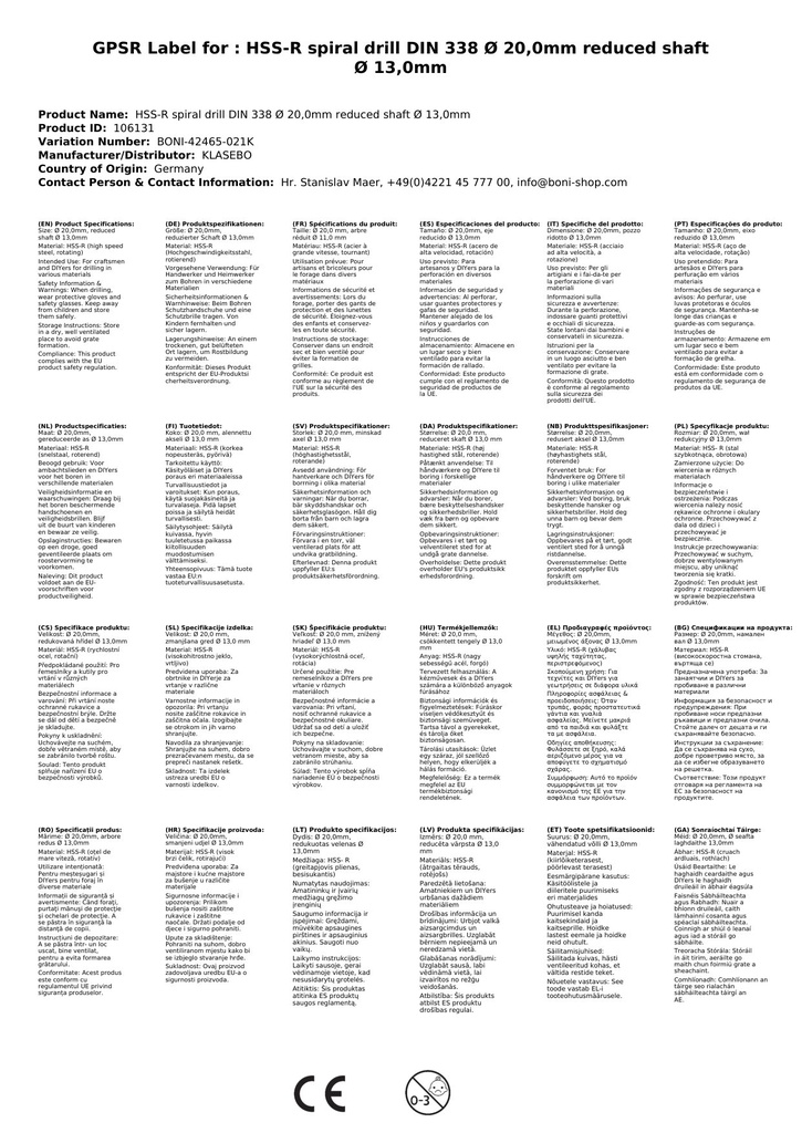 HSS-R spiraalpuur DIN 338 Ø 20,0mm vähendatud vars Ø 13,0mm-2