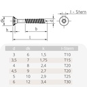 Puitlaastukruvid 3,0 x 45 mm 1000 tükki I-tähega, süvistatav pea, osaline keere ja freesribid pea all-0