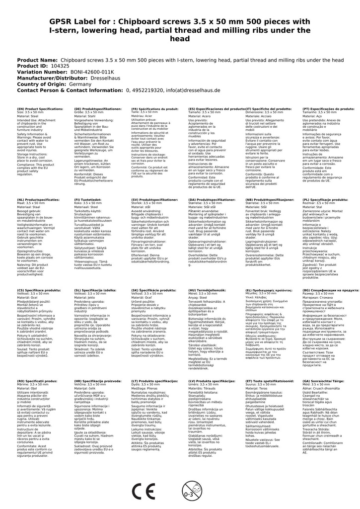 Puitlaastplaatide kruvid 3,5 x 50 mm 500 tükki I-tähega, süvistatav pea, osaline keere ja freesribid pea all-1