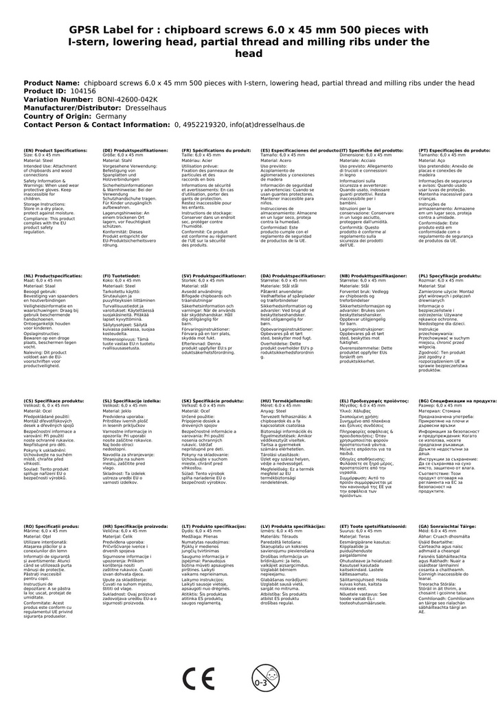 Puitlaastplaatide kruvid 6,0 x 45 mm 500 tk koos I-tähe, süvistatava peaga, osalise keermega ja freesimisribidega pea all-1