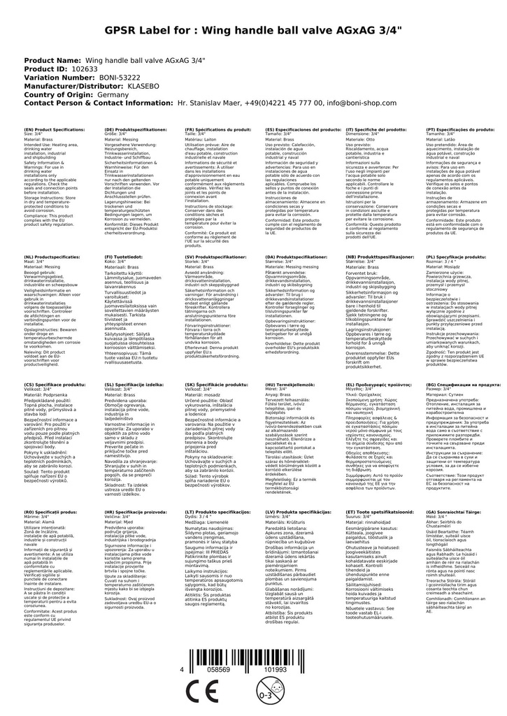 Tiibkäepidemega kuulkraan AGxAG 3/4"-1