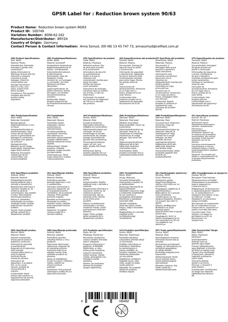 Reduktsioon pruun Süsteem 90/63-1