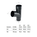 T-küünar graphit System 90-0