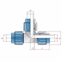 PP PE toruühendus T-konnektor 3 ühendust 25 x 25 x 25-0