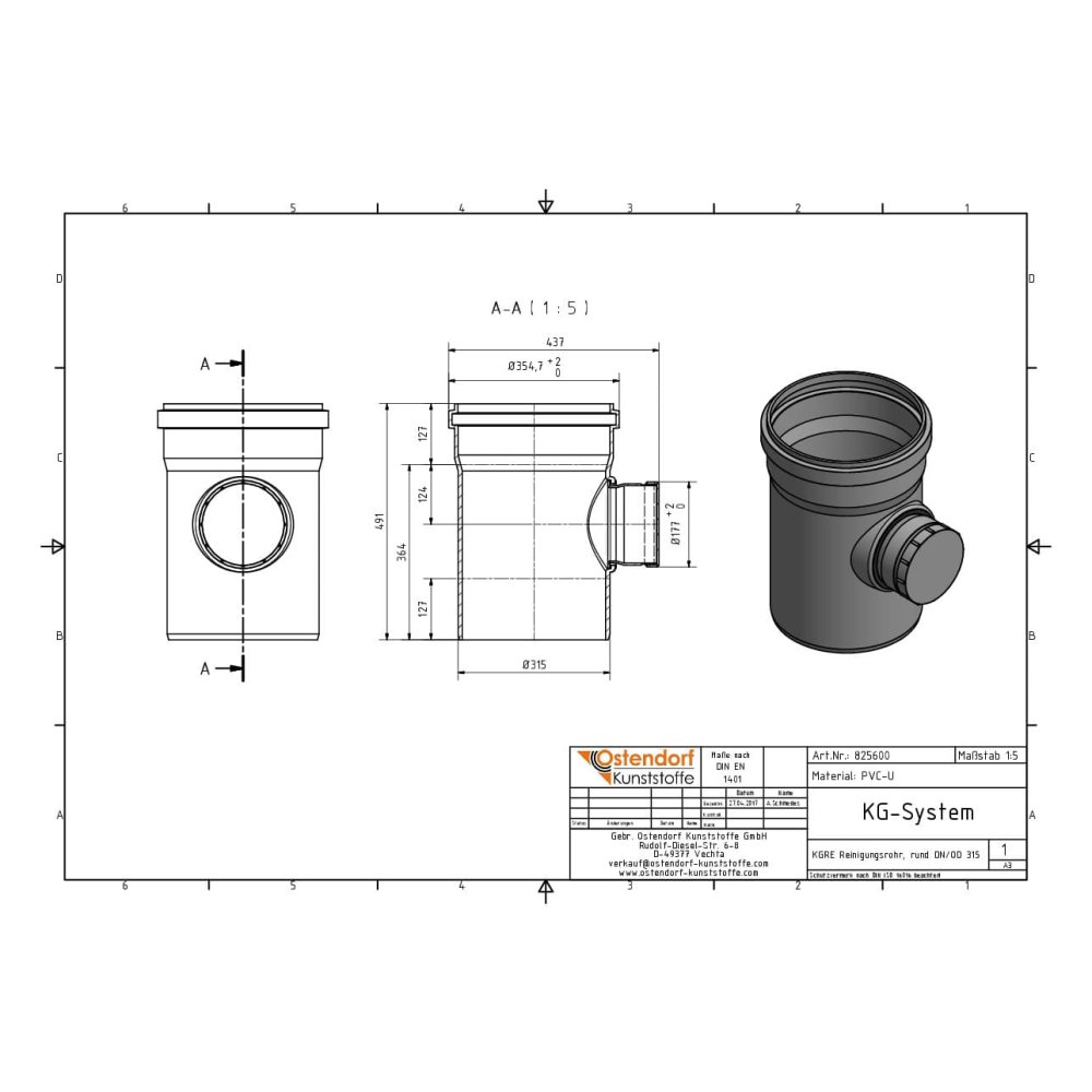 KGRE puhastustoru DN/OD 315 ümmarguse kaanega-1