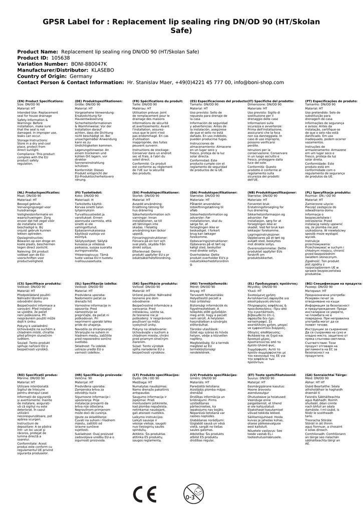 Asenduslõõtsatihend DN/OD 90 (HT/Skolan Safe)-2