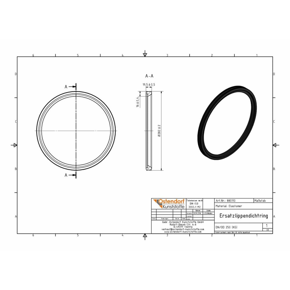 KG asenduslõõtsatihend DN/OD 250 (KG PVC)-1