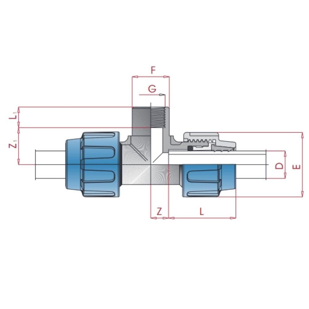 PP PE toruühendus T-kapp 20 x 1/2" IG x 20-0