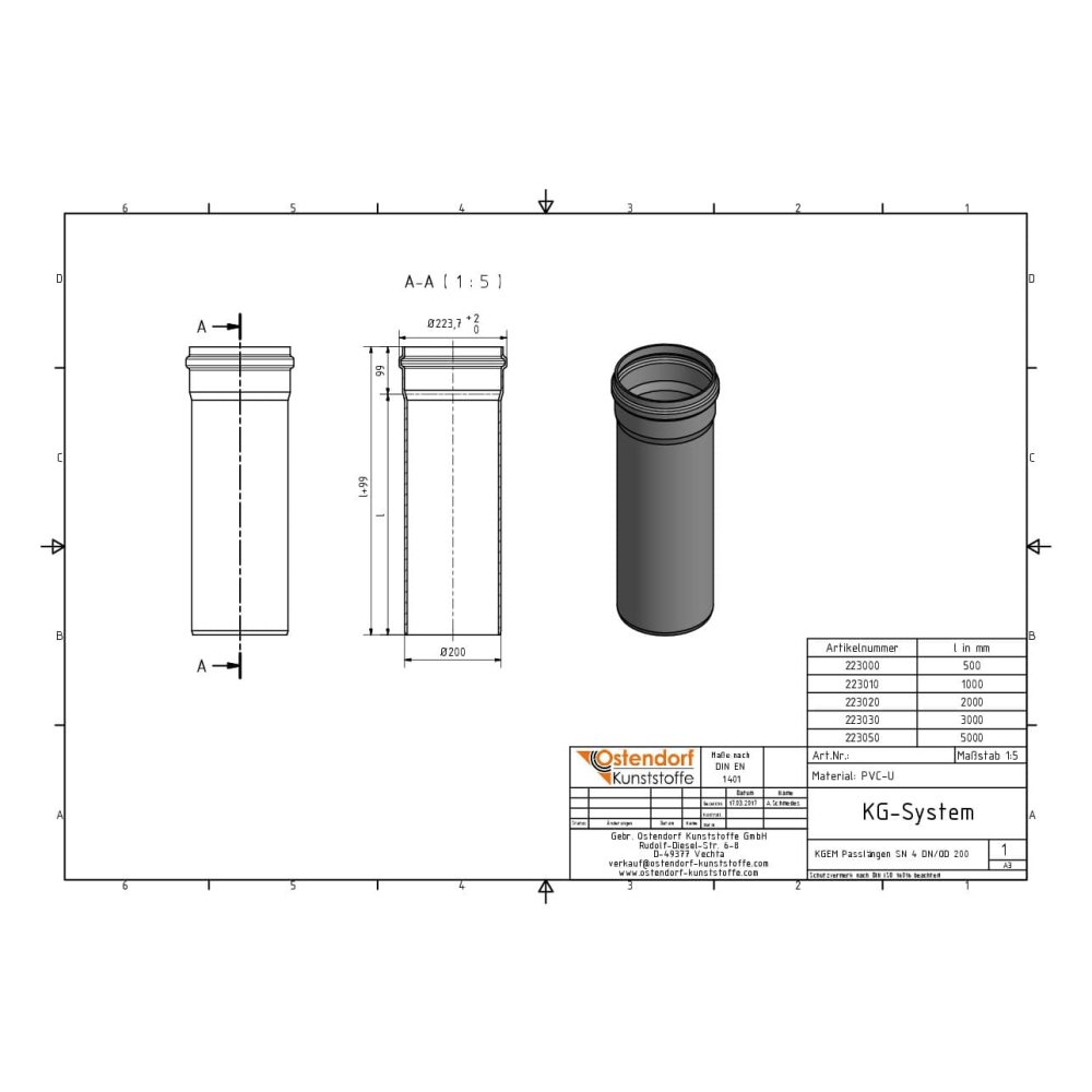 KGEM Toru SN 4 DN/OD 200 x 1000 mm-1