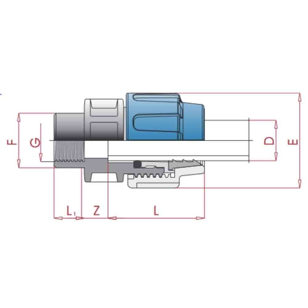 PP PE toruühendusliitmik 25 x 1/2" IG-0