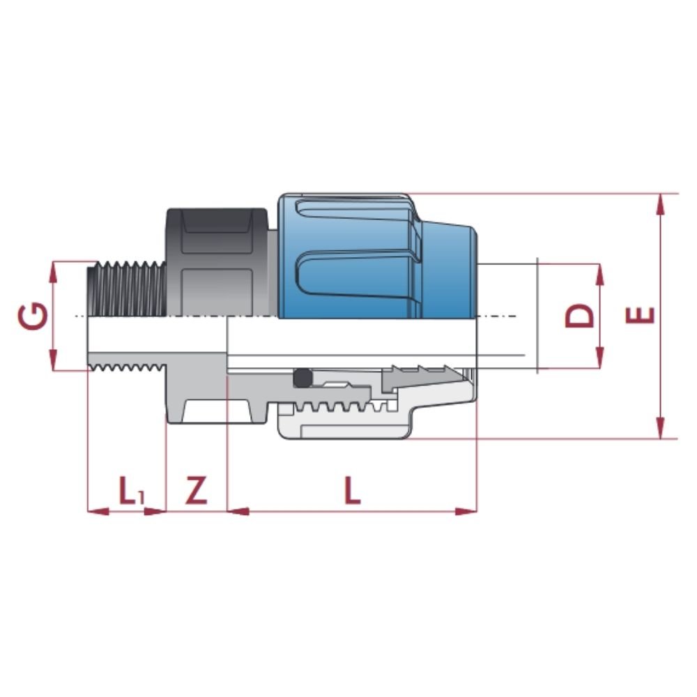 PP PE toruühendusliitmik 32 x 1" AG-0