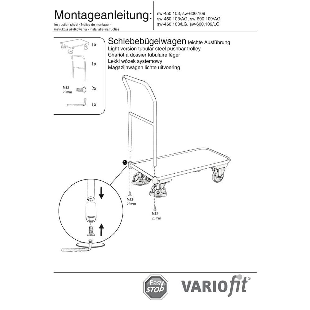 Lükkekäru 200 kg Tüüp S + EasySTOP-0