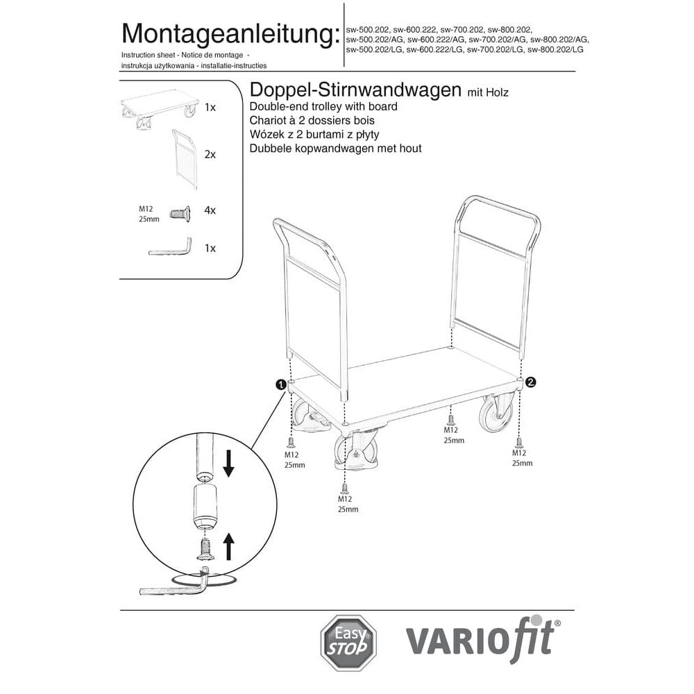 Topelt-eespäraga vanker 400 kg tüüp S + EasySTOP-0