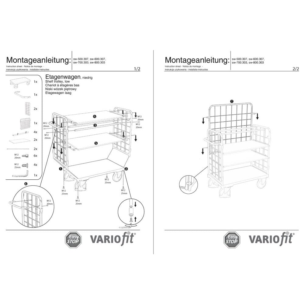 Pakett-kolmeküünenvanker 3 riiuliga 400 kg kandevõimega Tüüp S + EasySTOP-0