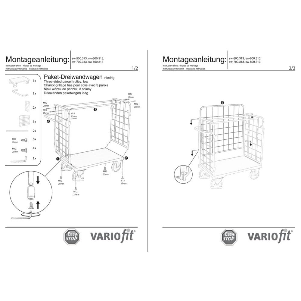 Paket-Kolmekülgne madal käru tüüp S + EasySTOP-0