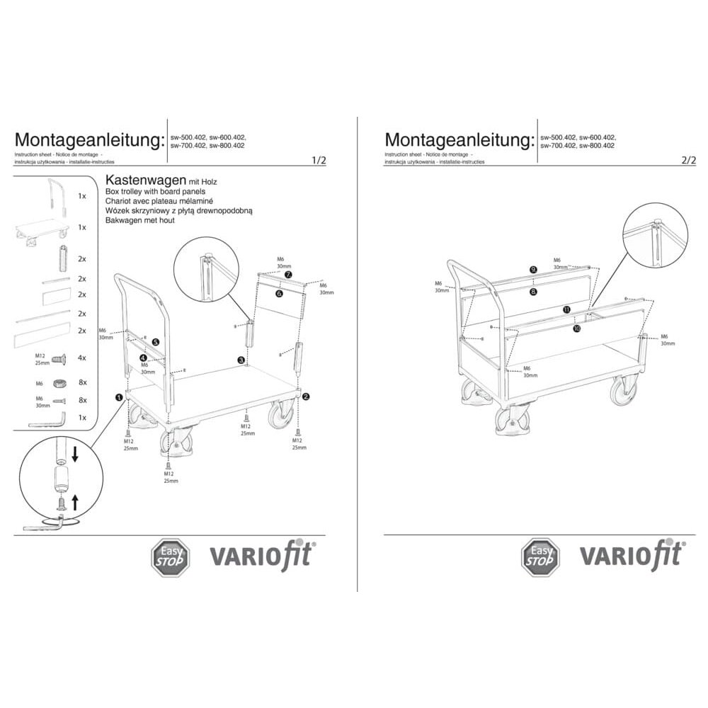 Kastikärud / Käepidemega kärud tüüp M + EasySTOP-0