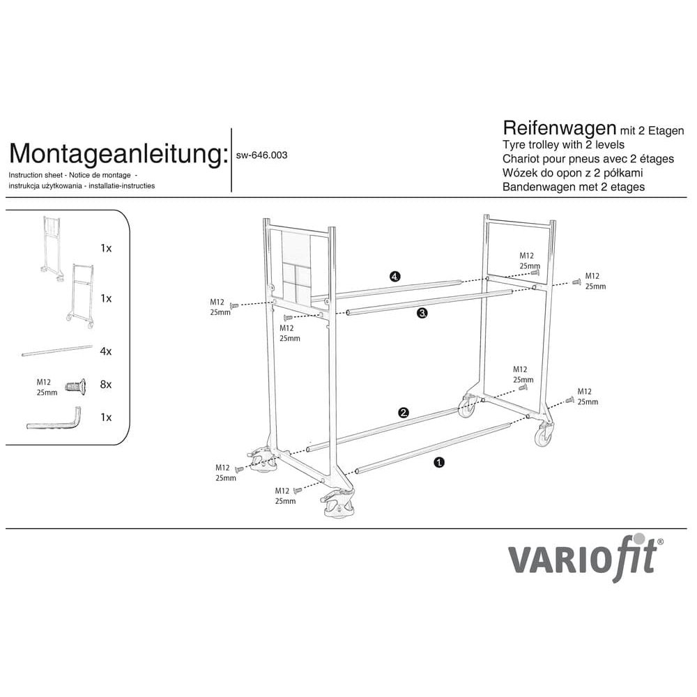 Rehvikäru 300 kg kahe tasandiga termoplastilised kummirehvid 1205 x 780 x 1430 mm-1