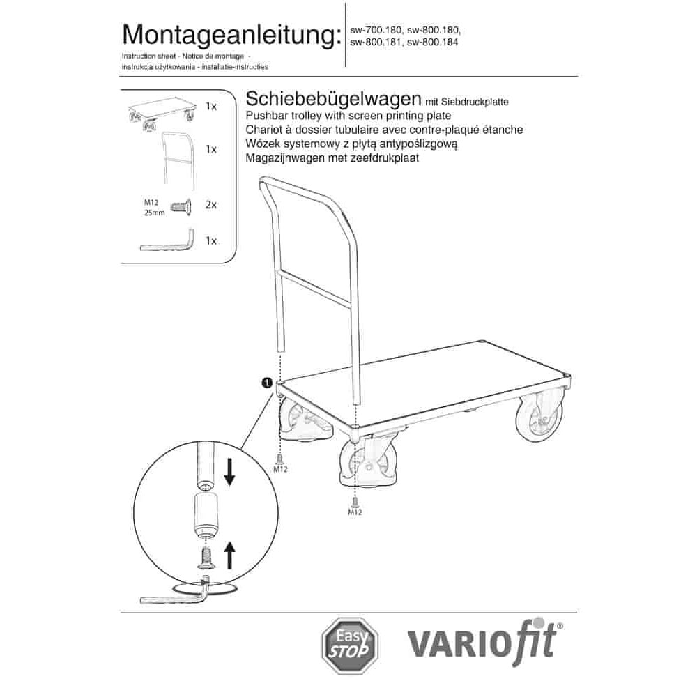 Lükkekäru 1000 kg Tüüp S + EasySTOP-0