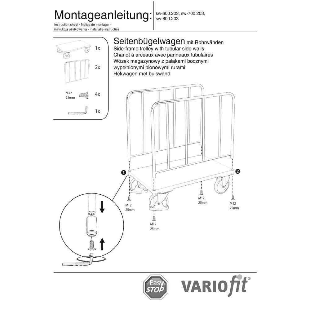 Toru seinaga küljekäru tüüp M + EasySTOP-0