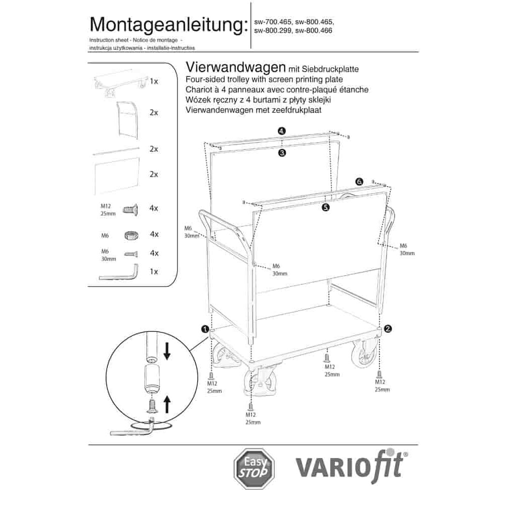 Neljaseinaline vanker 1000 kg tüüp S + EasySTOP-0