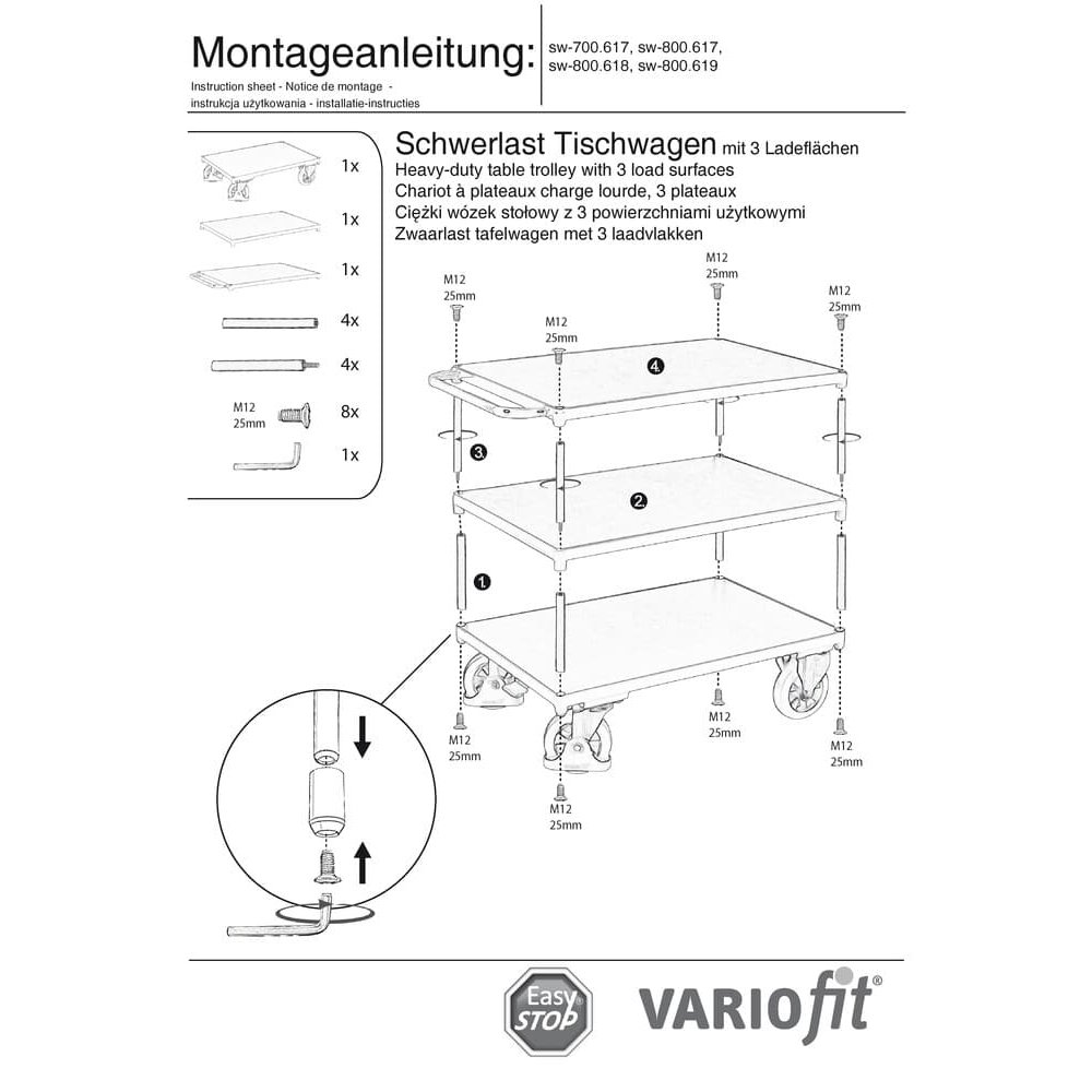 Raske kärbes 1000 kg 3 laadimisalaga tüüp S + EasySTOP-0