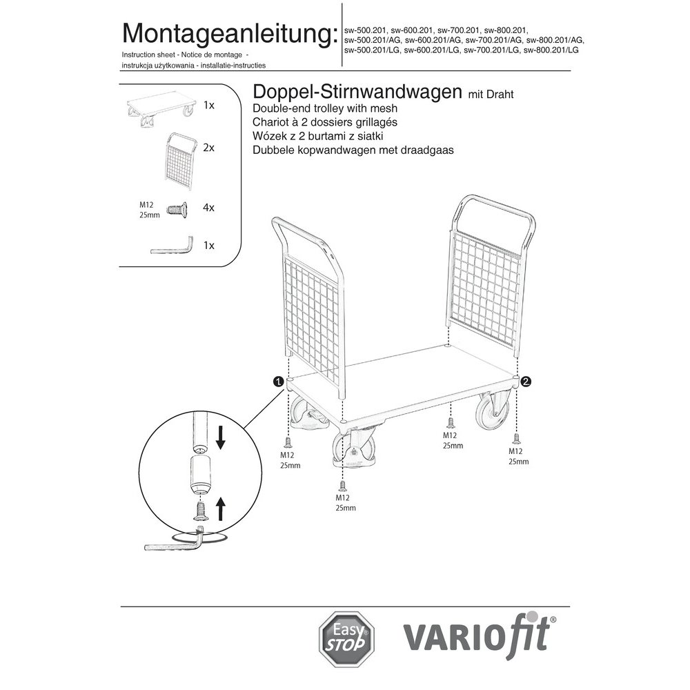 Kahekordne traadist esivaguni 500 kg tüüp XL + EasySTOP-0