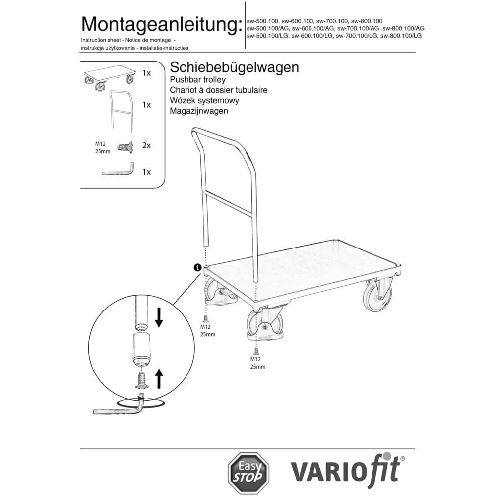 Schiebebügelkärud 500 kg Tüüp M + EasySTOP-0