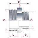 PVC - U vähendatud topeltnippel AG 2 1/2" x 1 1/2"-0