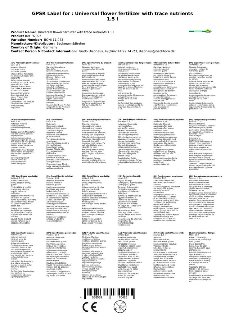 Universaalne lillväetis mikroelementidega 1,5 l-0