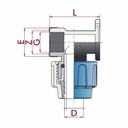 PP PE Pipe Fitting 90° reinforced Wall Bracket 25 x 3/4" IG-0