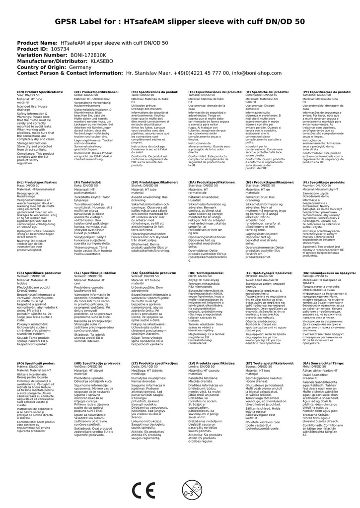 HTsafeAM pistikmuhv mansetiga DN/OD 50-2