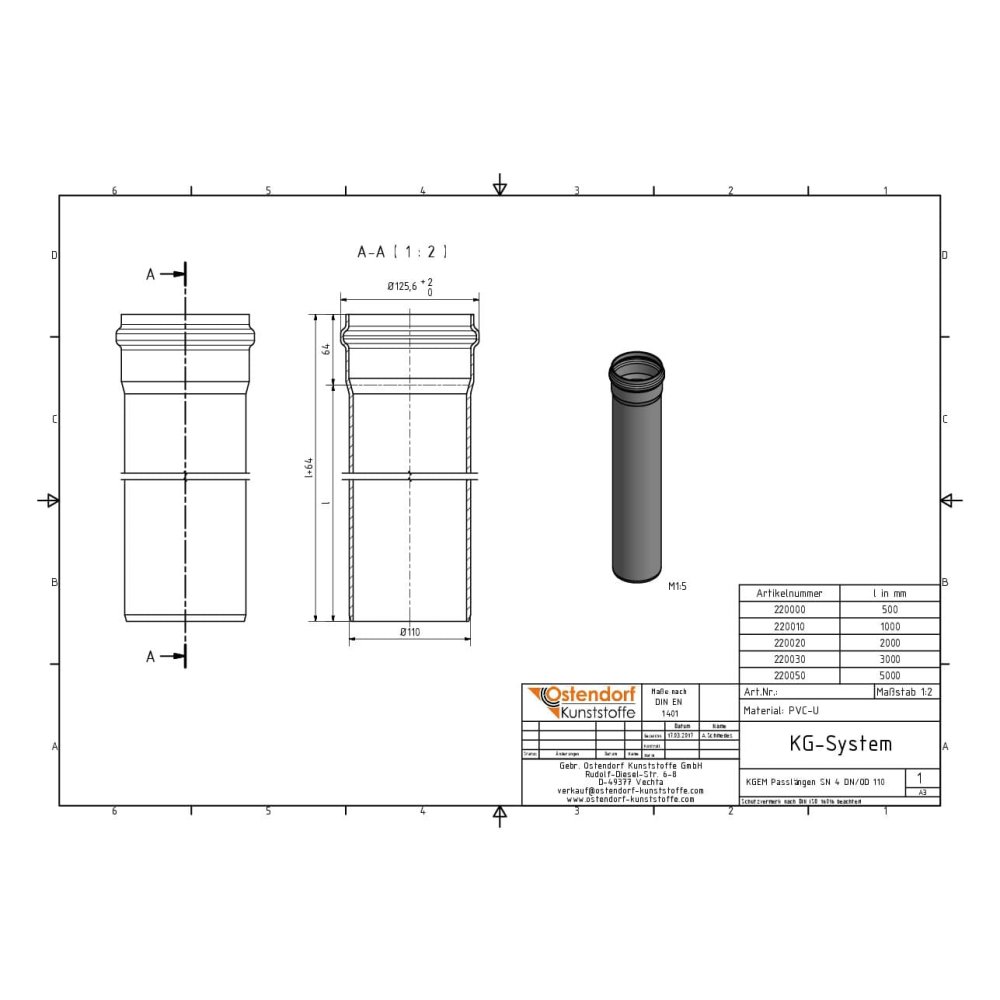 KGEM Toru SN 4 DN/OD 110 x 1000 mm-1