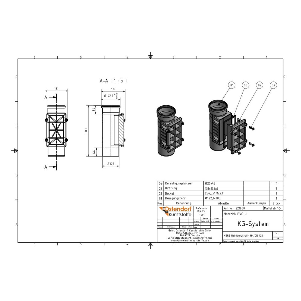 KGRE puhastustoru DN/OD 125-1