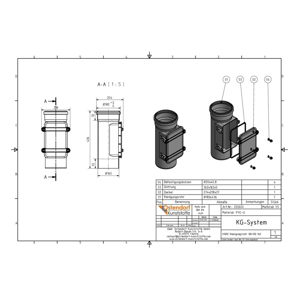 KGRE puhastustoru DN/OD 160-1