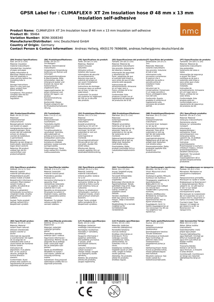 CLIMAFLEX® XT 2m isoleertoru Ø 48 mm x 13 mm isolatsioon isekleepuv-2