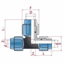 PP PE toruühendus T-kapp laiendatud 20 x 25 x 20-0