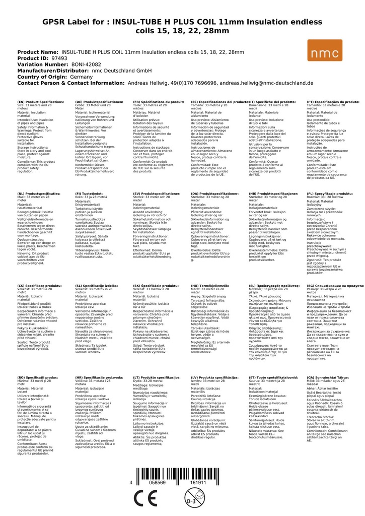 INSUL-TUBE H PLUS COIL 11mm isolatsioon lõputult rullidena 15, 18, 22, 28mm-0