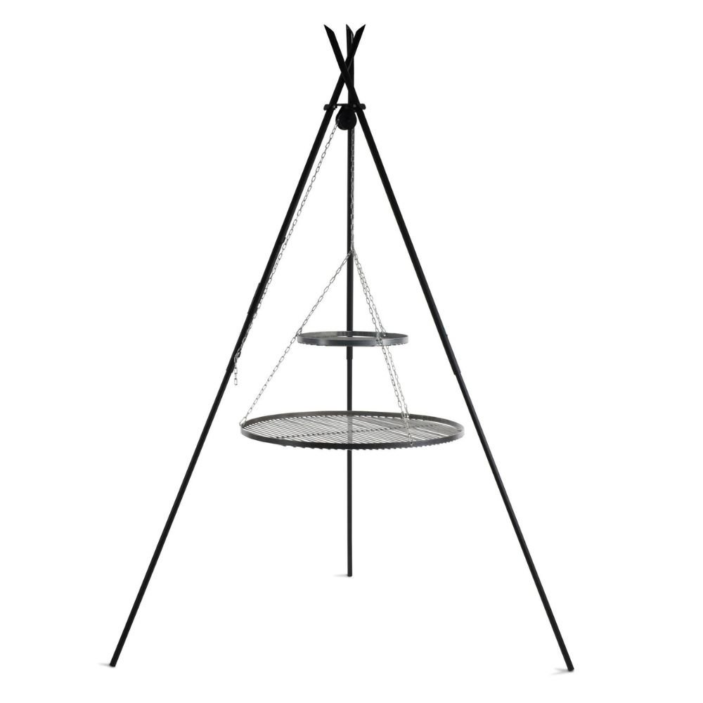 Pöördgrill „TIPI“ 210 cm + topeltriiul 70 cm ja 40 cm looduslikust terasest