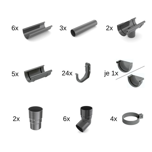 [BONI-62-024E-SET12] Komplekt Vihmaveerenn 12m grafiit Süsteem 125