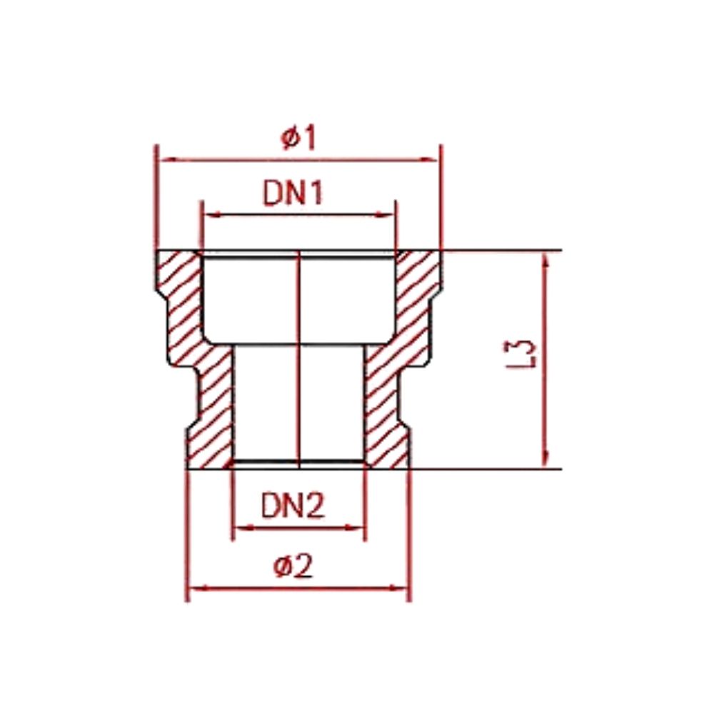 Keermestatud liitmik roostevaba terasest vähendusmuhv 1 1/2" IG x 1 1/4" IG-1