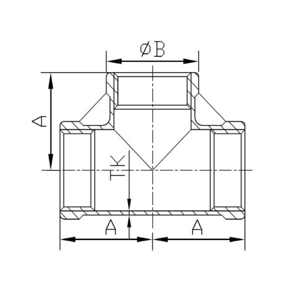 Keermestatud liitmik roostevaba terasest T-kapp 90° 1/4" IG-1